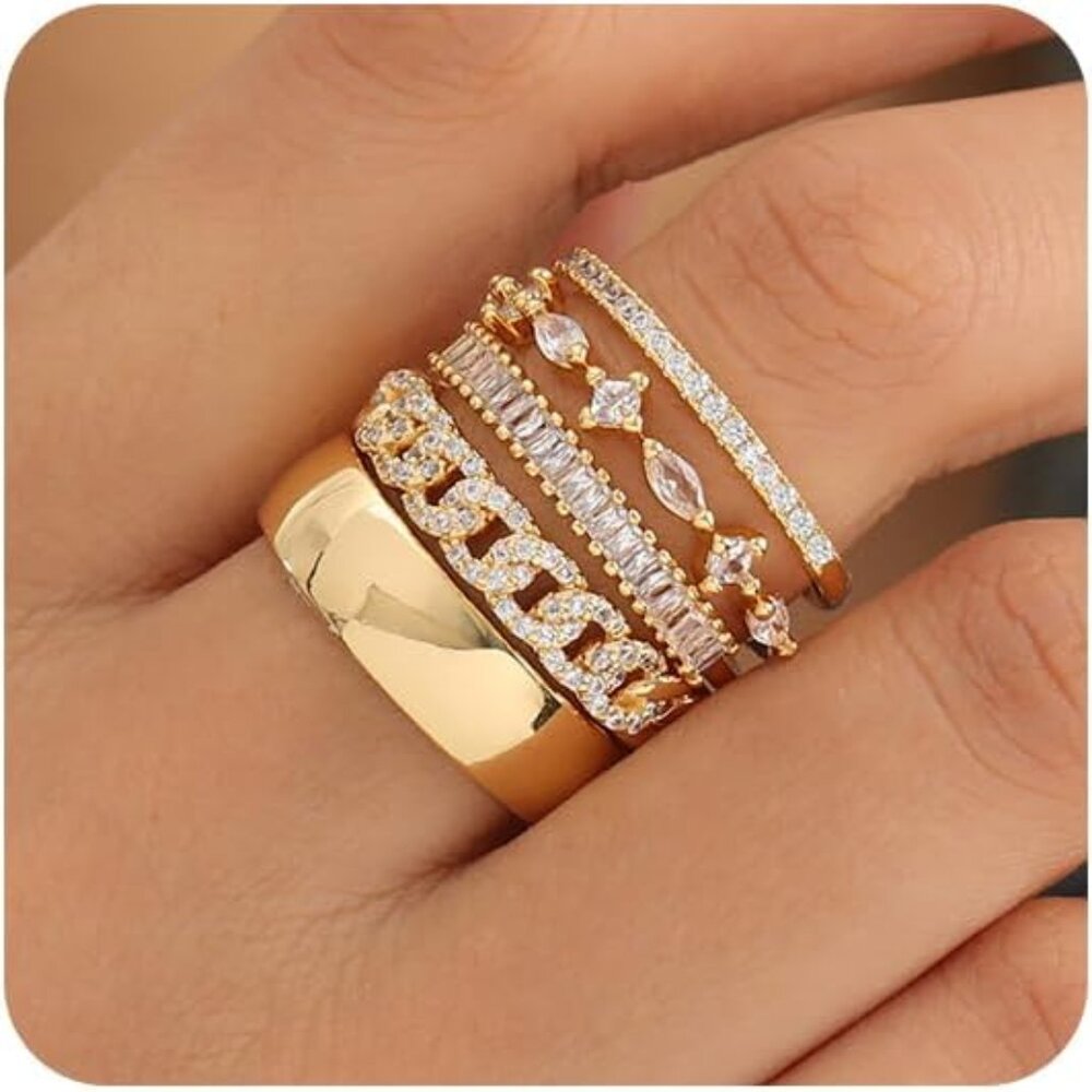 Stackable Gold Rings for Women  14K Gold Plated Stacking
